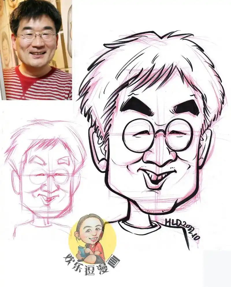 肖像漫画似颜绘日常草图黑笔练习