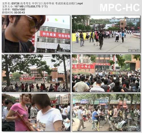 高考考生中学门口 高中毕业1考试结束走出校门 实拍视频素材