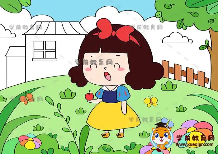 白雪公主儿童画怎么画简单好看