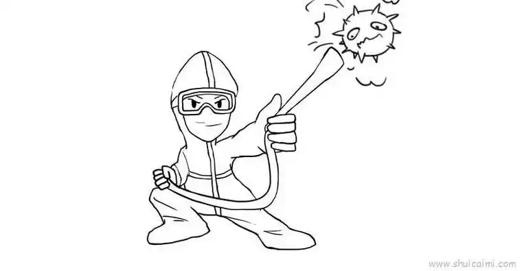 关于防疫人员消灭病毒的卡通简笔画教学疫情面前的医护人员简笔画教程