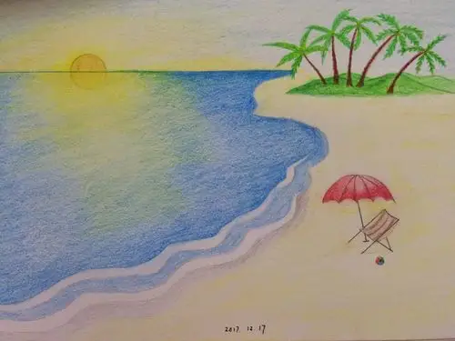 彩铅练习沙滩阳光