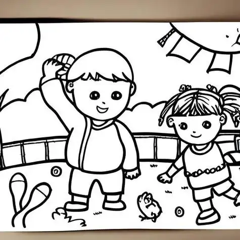 儿童玩耍简笔画