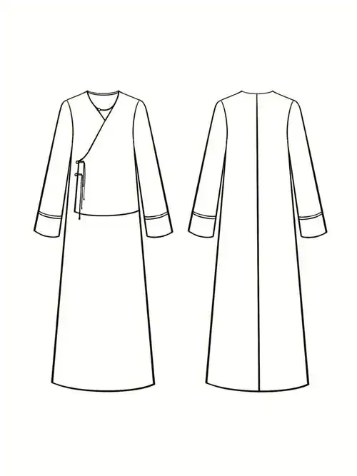 中国风女装设计线稿正反面款式图