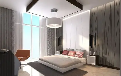 现代简约黑白风格房间卧室布置