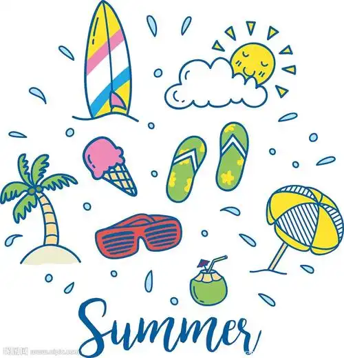 手绘夏季矢量图标素材图片
