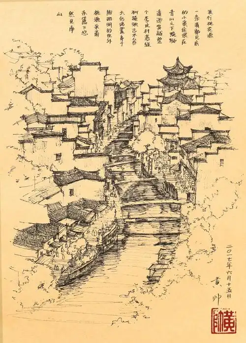 置顶翻出了从前画的徽派建筑钢笔画小朋友们会不会喜欢呢1.