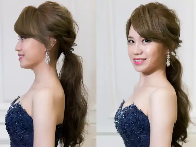 新秘yuki│台北新秘│蓝色礼服│低马尾│新娘发型│low ponytail