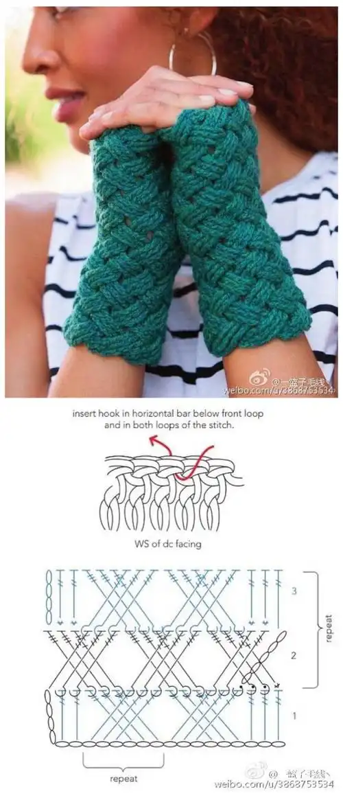 钩织 图解 手套