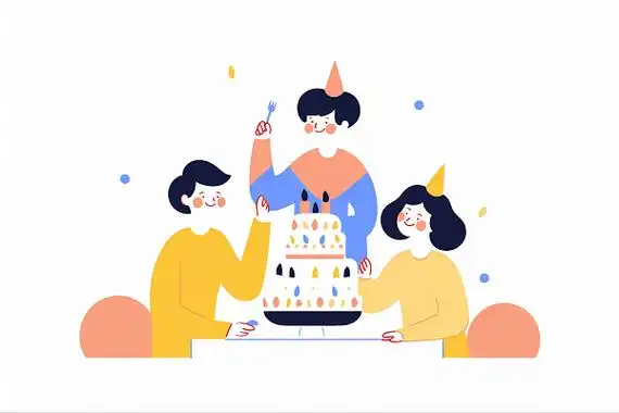 孩童开心过生日庆祝卡通ai插画