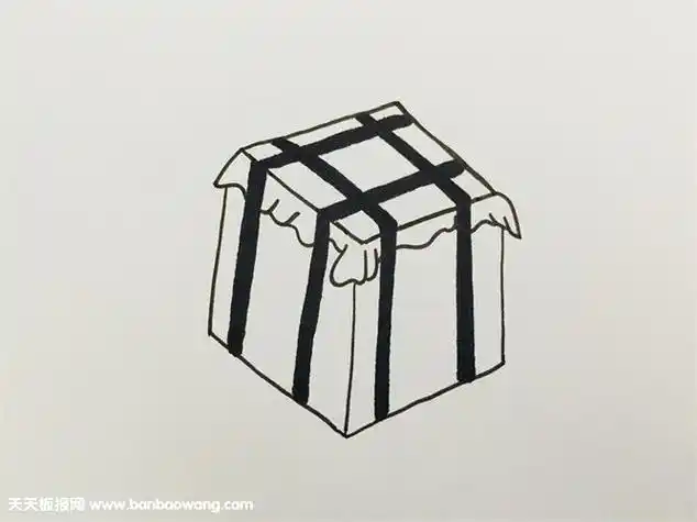 空投箱简笔画4再来给烟雾也涂上红色简单的吃鸡空投简笔画就完成啦