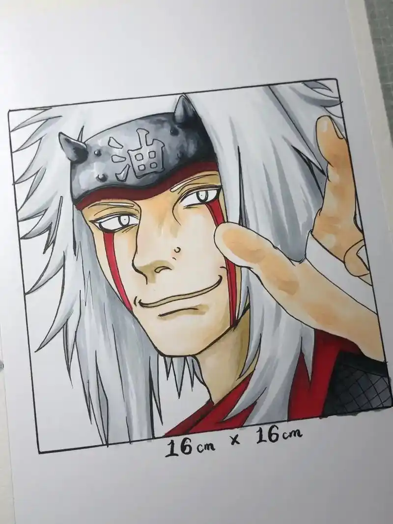 火影忍者动漫人物自来也上色绘画过程图.#手绘 #绘画过程 # - 抖音
