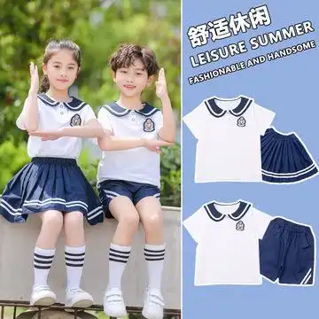 幼儿园园服夏装英伦学院风小学生校服夏季毕业照短袖棉质儿童班服