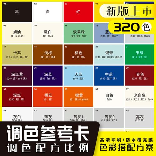 调色卡配方比例家具维修皮衣具皮革色粉油漆色浆膏实物上色教程表