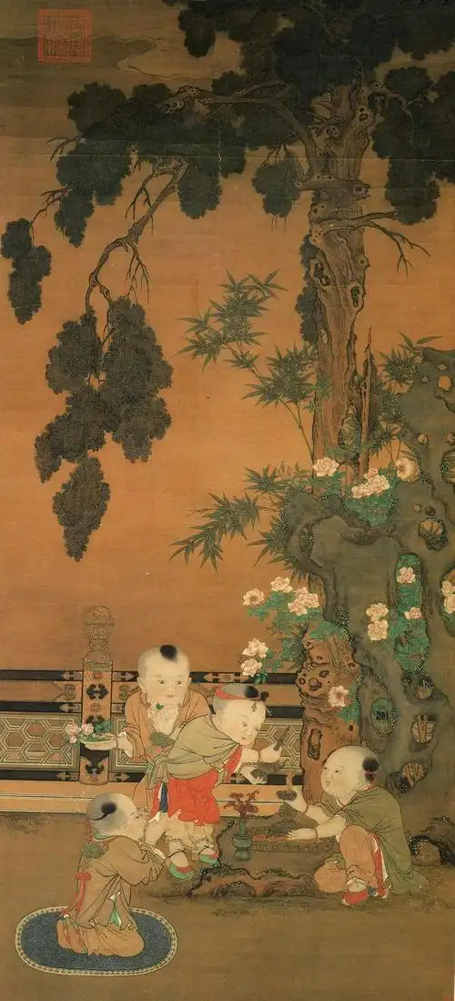 今天世界儿童日,一起看看宋画婴戏图里的可.