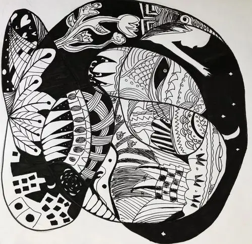 美术| 线的艺术:进修实验学校初一年级美术作品展_线条