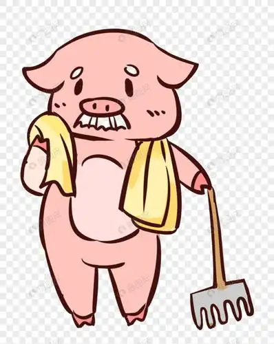 免抠元素 手绘/卡通元素 干农活的猪爷爷.png