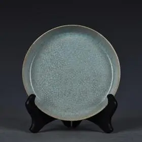 宋汝窑天青釉蟹爪纹圆盘 宋徽宗御笔书法草书千字文