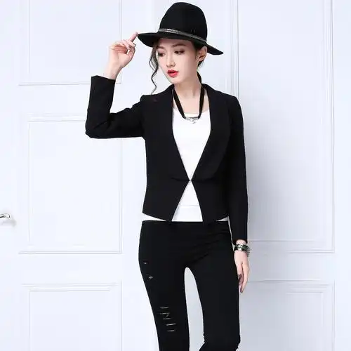 2016早秋新款 韩版长袖小西装女外套职业装女士修身休闲小.