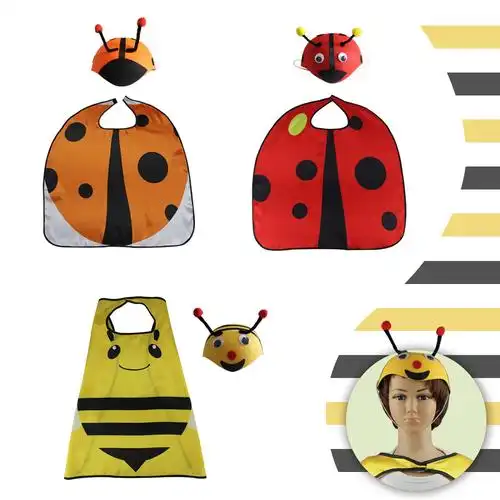 新款七星瓢虫小蜜蜂面具披风套装儿童表演服装圣诞节学校活动潮