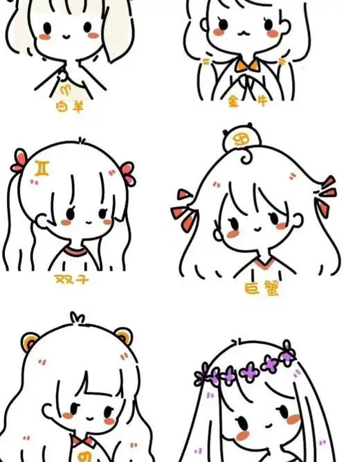 十二星座公主动漫星座卡通动漫简笔画十二星座少女简笔画十二星座漫画