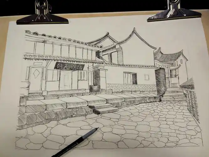 手绘画之易武古镇|纯艺术|绘画|和灵包装设计 - 原创作品 - 站酷