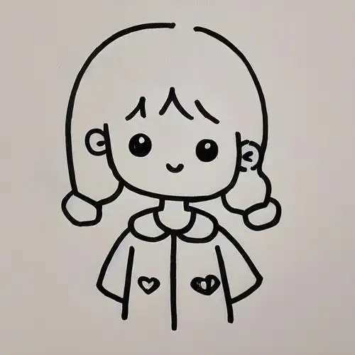 简笔画小人头像女孩 可爱