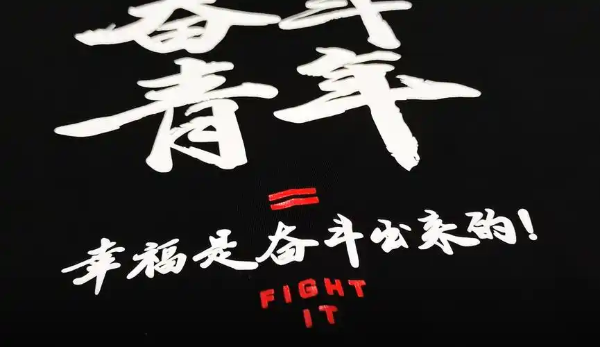 的logo标识,突出了企业的时尚性,配以"奋斗青年"四字的企业文化标语