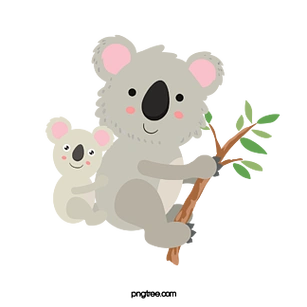 手绘可爱考拉母子插画