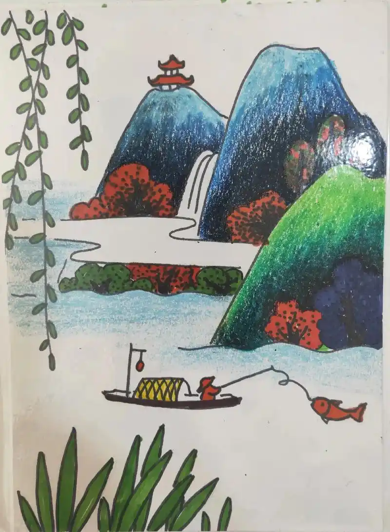 适合小朋友画的简笔山水画