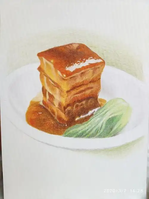 彩铅画东坡肉附步骤自学第266幅