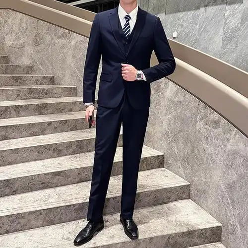 西服套装男西装男士商务休闲职业装修身新郎伴郎结婚三件套礼服潮