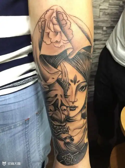 般若艺伎_纹身图案手稿图片_程平的纹身作品集