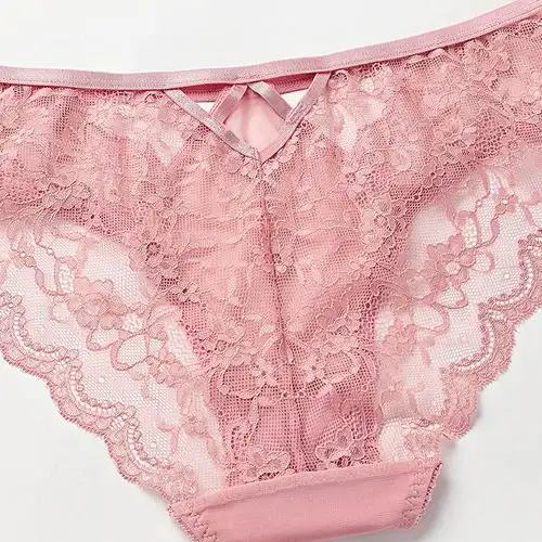 维密哆粉色三角裤三角气大看透好看蕾丝低腰内裤女三角裤