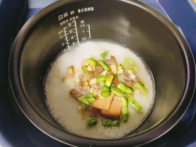 松下电饭煲制作猪肉豆角煲仔饭
