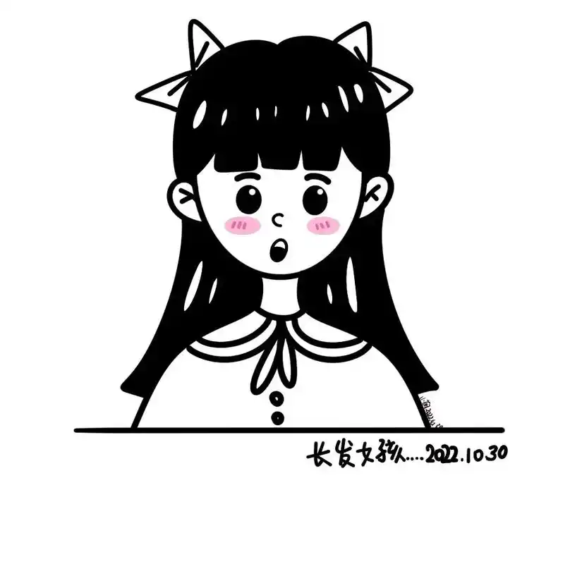 简笔画——《长发小女孩》#创作灵感 长发小女孩简笔画步骤图, - 抖音