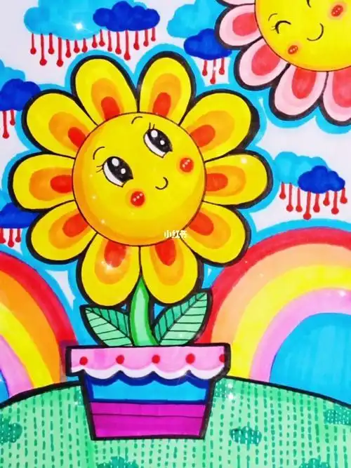 创意简笔画《太阳花》