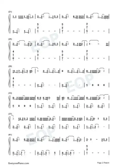 higher power-coldplay双手简谱预览2