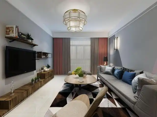 客厅墙面刷了一层浅灰墙漆,看起来高雅