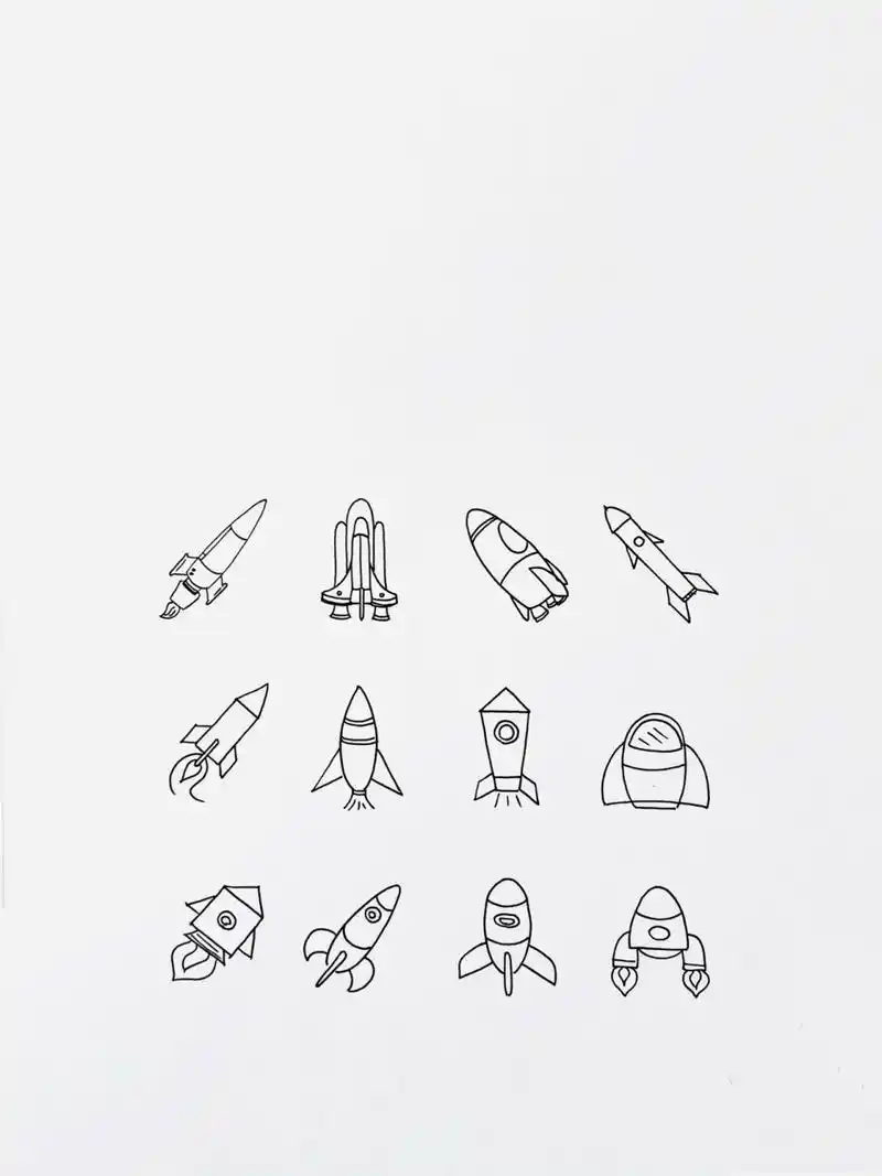 【简笔画】火箭🚀 分享一组火箭简笔画超级简单的,还喜欢什么大家留