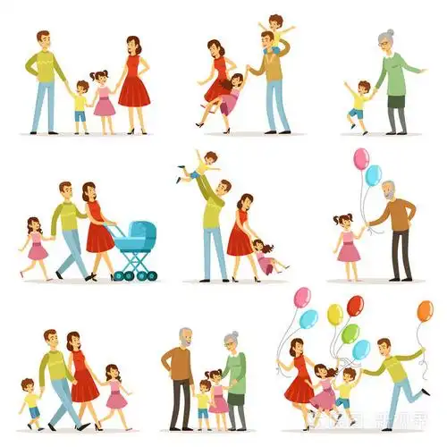 微笑着的两个孩子.设置在卡通风格的矢量汉字