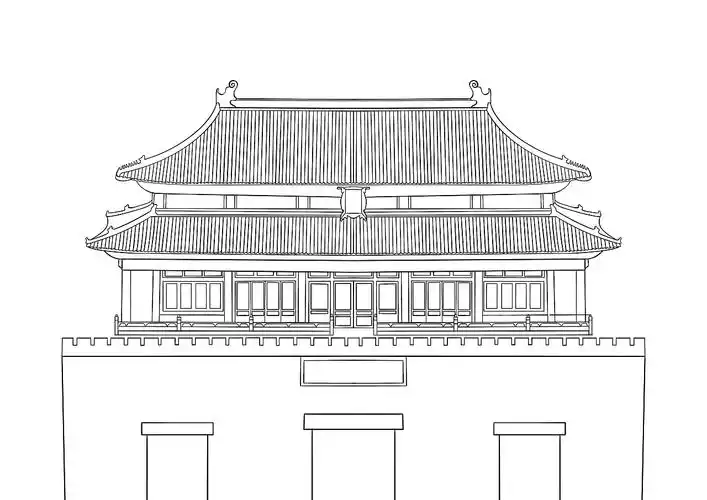 故宫插画线稿