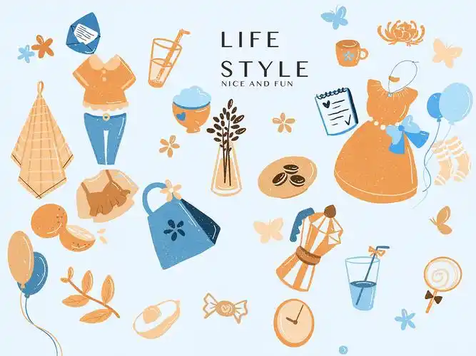 扁平风小物品插画 小清新复古