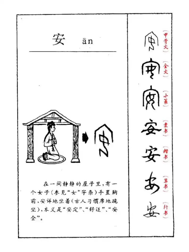 说文解字系列(1):"安" 安是会意字.