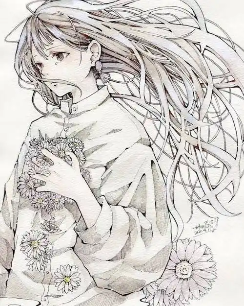 黑白线稿:线稿素材 人物临摹