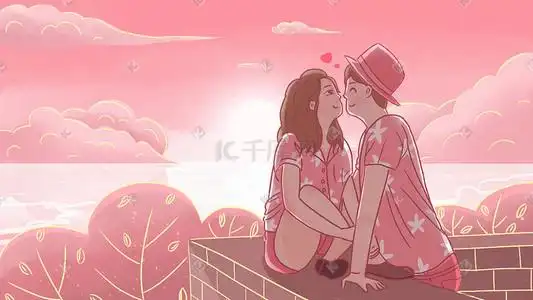 海边日出插画-海边日出配图-千库网