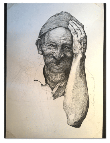 点绘老人