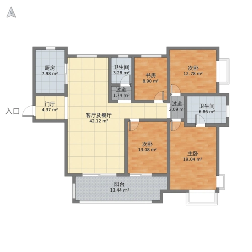 河北省邯郸市邯山区 美的时代城4室2厅2卫 168m05-v2户型图 - 小区