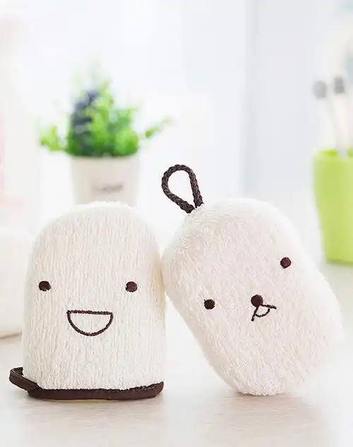 白色可爱卡通加厚海绵沐浴擦