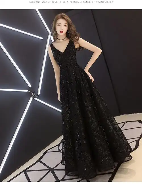 恩希亚黑色小晚礼服裙女2022新款宴会高贵优雅性感气场女王高端大气长