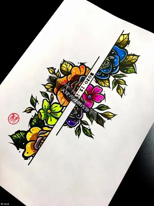 原创手稿,互补色臂环_纹身图案手稿图片_l3s的纹身作品集